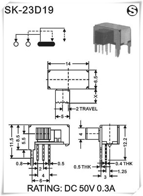 拔動(dòng)開關(guān)三檔SK-23D19 企業(yè)集采優(yōu)選，側(cè)柄設(shè)計(jì)靈活應(yīng)用